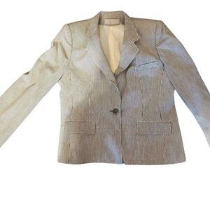 Evan Picone Blue and White Striped Blazer Skirt Set